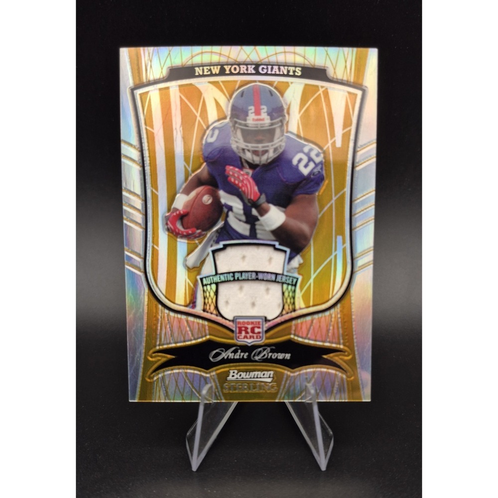 2009 Bowman Sterling Andre Brown #173 Gold Refractor Game Worn Jersey /25 (RC)